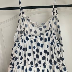 White & Blue Polka Dot Midi Dress Sz M